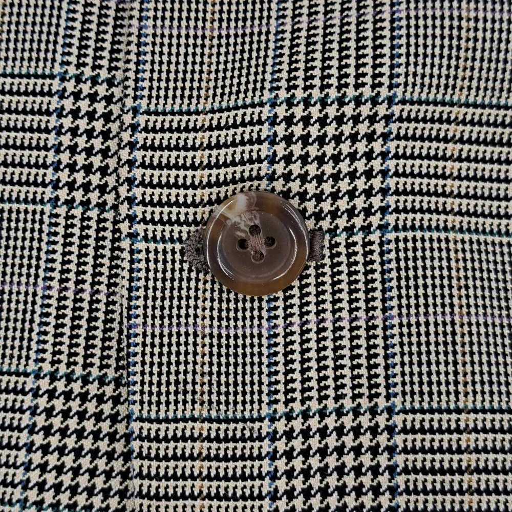 Lauren Ralph Lauren Mens 44R Silk Wool Blend Glen Plaid Blazer Sport Coat Beige